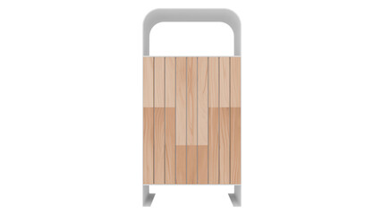 3D Render a wooden door with a metal handle
