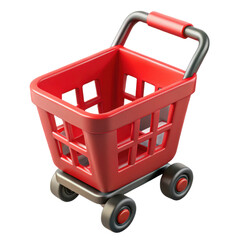 Red shopping cart supermarket grocery store online shopping retail store icon symbol e commerce store 3d