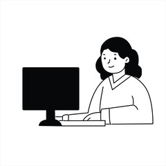 businesswomen working on computer