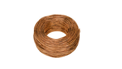 3D Render a coil of copper wire on a white background