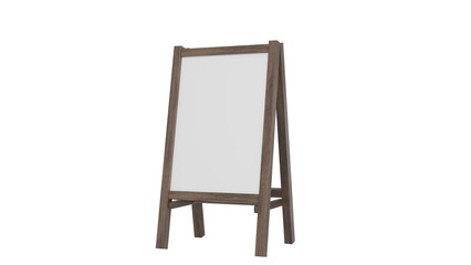 3D Render a mirror is standing on a stand with a white background