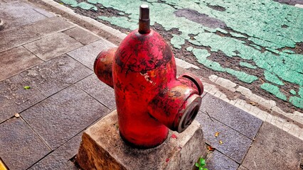 Fire hydrants for emergency conditions. Large-scale fire extinguishers are placed outside offices...