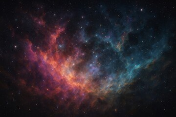 Naklejka premium Vibrant Cosmic Nebula with Colorful Swirls of Gas and Stars