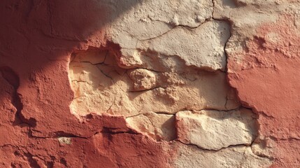 Fototapeta premium Red And Beige Cracked Wall Texture