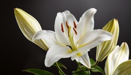 Fototapeta premium fresh white lily with elegant open petals