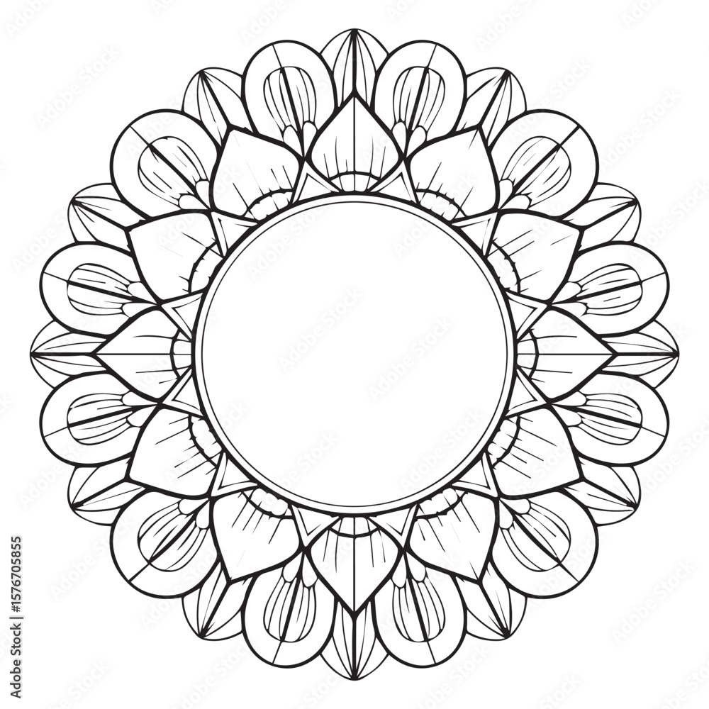 Fototapete intricate black and white mandala design with a central circular space for text or graphics