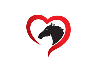 Horse Heart Love Logo Template Design