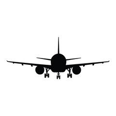 Front View of Commercial Airplane Silhouette Vector