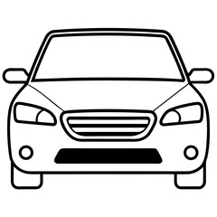 Car vehicle automobile transport travel black line art icon on white background.