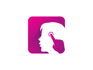 Digital Head Touch Interaction Logo Template Design