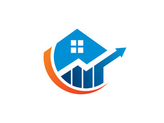 Real Estate Market Growth Logo Template Design