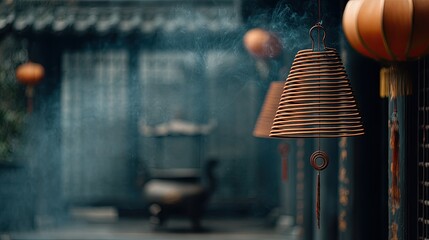 Traditional incense coils in Chinese temple