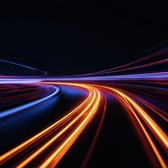 Abstract speed light trails effect path, fast moving neon futuristic technology background, future virtual reality, motion effect, curve of neon bright.