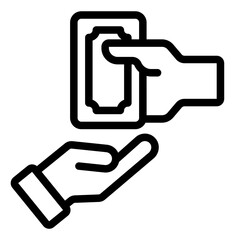 cash hand outline icon showing bribery corruption transaction outline icon