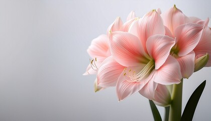 soft pink amaryllis petals unfold beautifully against a clean backdrop