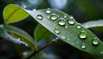 tiny water droplets rest gently on leaves capturing the beauty and freshness of nature in its purest form