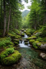 Obraz premium Verdant mountain stream