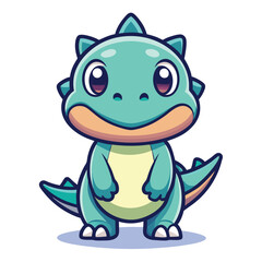 Cute teal dinosaur cartoon character