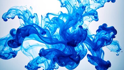 Vibrant blue ink swirling in water