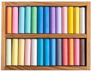 Chalk and duster set for classroom use, isolated on a transparent background