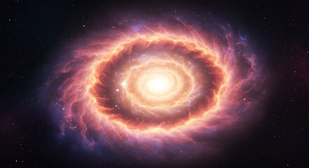 Fototapeta premium Fiery Cosmic Spiral in Space with Glowing Galactic Center