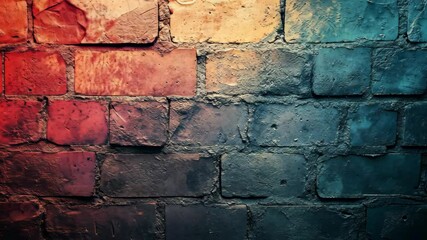 Colorful brick wall with vibrant hues creating an artistic background for creative projects