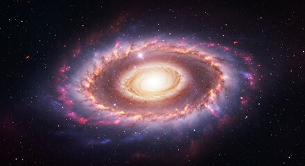 Fototapeta premium Fiery Cosmic Spiral in Space with Glowing Galactic Center variation 2