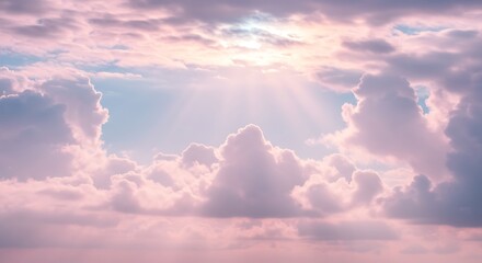 Colorful Sky with Clouds and Sunlight Beams Creating a Dreamlike View variation 2