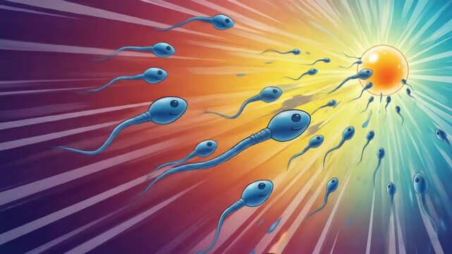 Sperm Race: Animated Journey to Fertilization ? Colorful, Dynamic Illustration