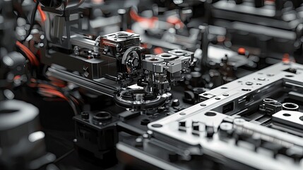 Close-up view of intricate industrial machinery components.