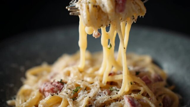 creme spaghetti and fork