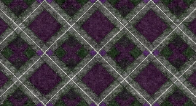 Detailed Purple and Green Tartan Fabric Seamless Pattern for Adobe Stock