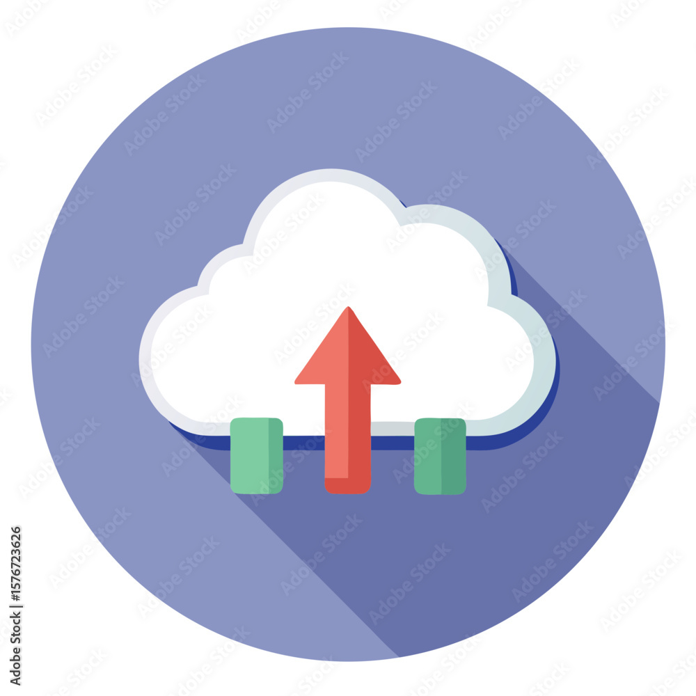 Poster cloud upload icon vector graphic data transfer symbol