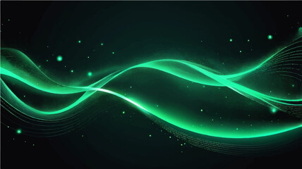 Abstract green light wave pattern with glowing stars for futuristic space design    © SAHAD