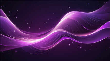 Abstract purpel light wave pattern with glowing stars for futuristic space design
