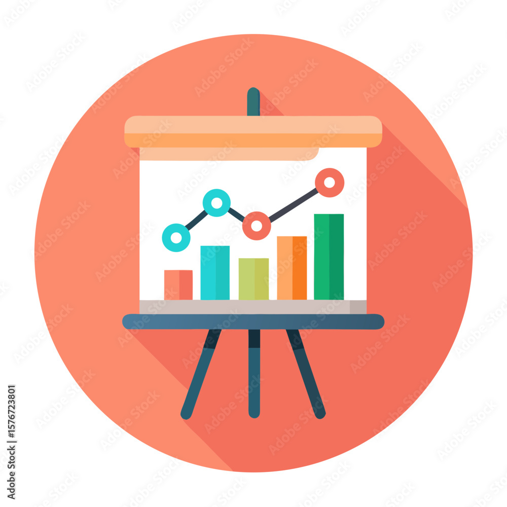 Poster presentation board graph chart flat vector illustration