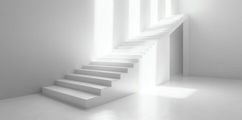 Modern All-White Staircase with Bright Natural Light