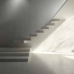 Naklejka premium Minimalist Staircase in Modern White Interior
