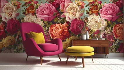 Elegant Rose Wallpaper Pattern,Flowers for Creative Home Projects