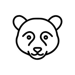 Simple line drawing of a charming pandas face, suitable for childrens books, educational materials, and naturethemed designs. Whimsical and endearing.
