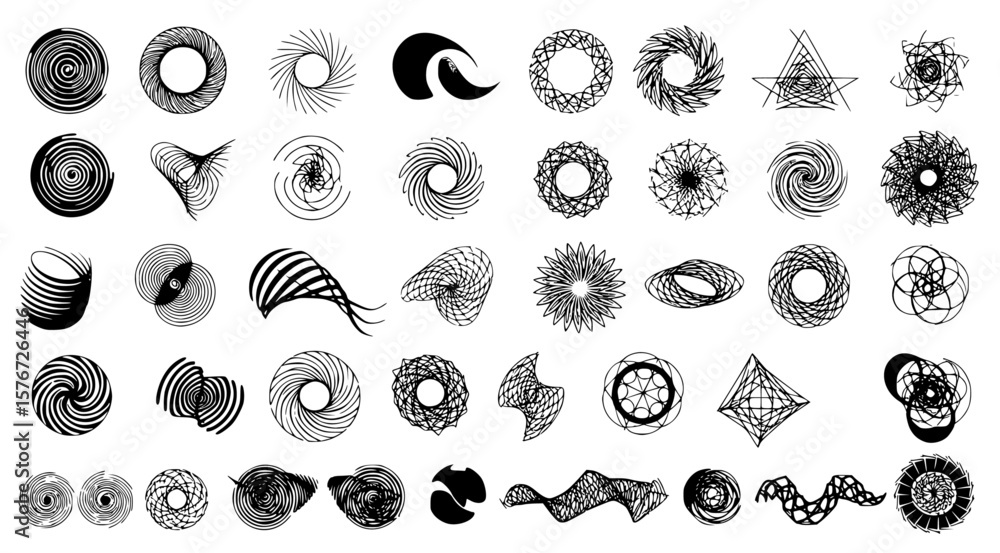 Poster diverse collection of abstract vector shapes offers design elements for graphics and decorative patt