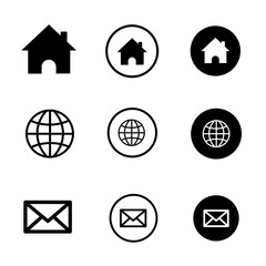 Simple Line Style Business Contact Address Email Website Home Icons Set