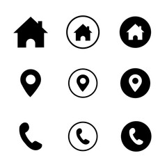 Simple Minimalist Home Location Phone Call Button UI Icon Symbol Design