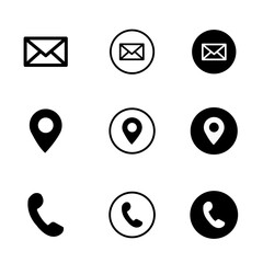 Minimalist Simple Outline Contact Information Email Location Phone Icon Set
