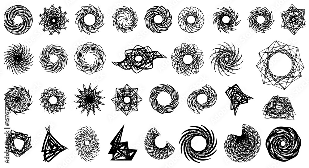 Poster a collection of abstract scribble elements showcases dynamic shapes and flowing lines for artistic d