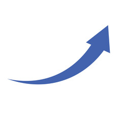 Blue arrow pointing upwards and to the right indicating growth and progress