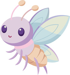 Obraz premium Cute Purple Cartoon Butterfly Vector