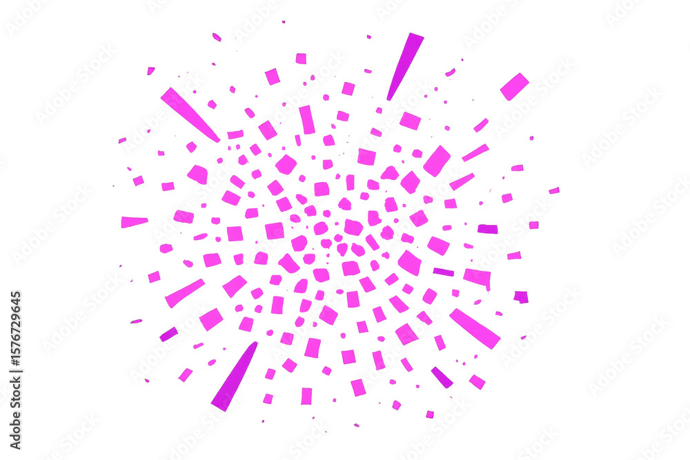 Aufkleber pink confetti exploding on a transparent background, creating a vibrant and festive atmosphere perfe