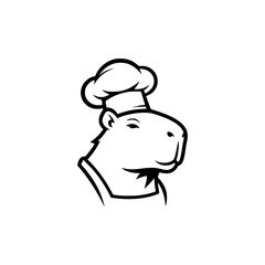 Obraz premium capybara chef restaurant logo vector illustration template design