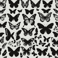 Fototapeta premium Black Butterflies Pattern butterfly silhouette